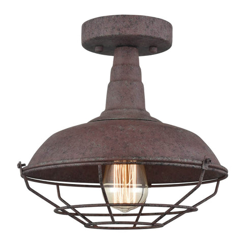 Farmhouse Metal Cage Rust Semi-Flush Ceiling Lights